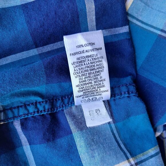 Express Teal Plaid Classic Button-up Shirt Men's Large cotton long sleeve casual - Picture 10 of 13